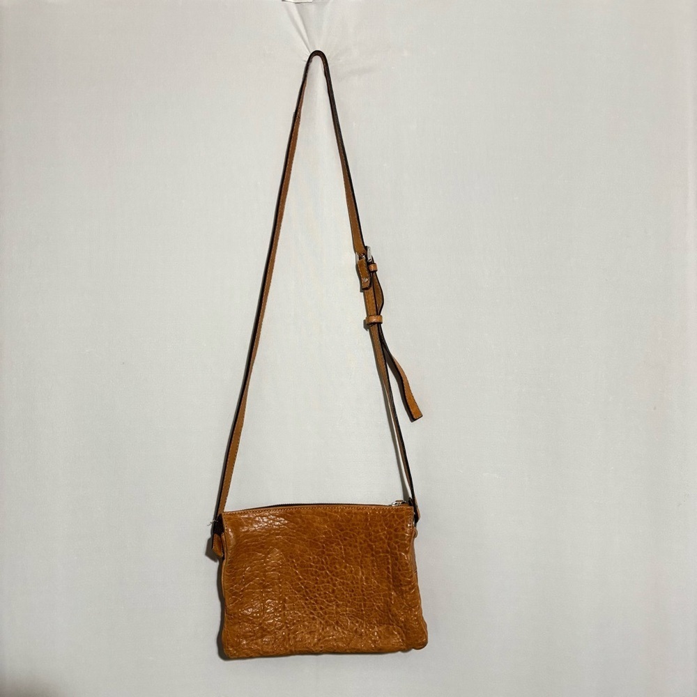Maxon Collection Pebbled Genuine Leather Crossbody Purse made in Italy zipper - Picture 1 of 14